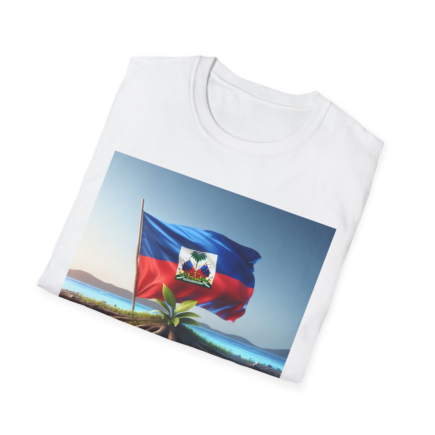 Unisex Softstyle T-Shirt: Rooted in Resilience - Haitian Flag Design